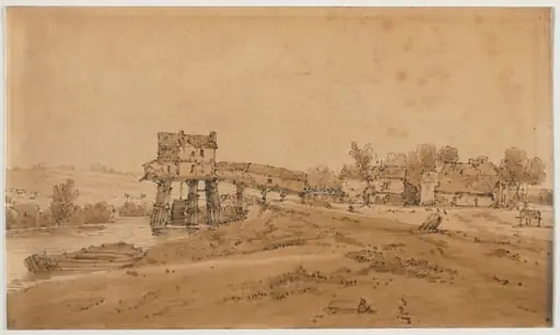 A Selection of Twenty of the Most Picturesque Views in Paris:  The Watermill above the Bridge at Charenton, by Girtin