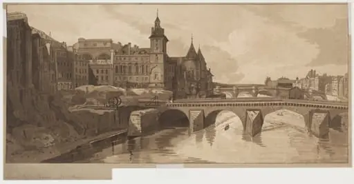 Selection of Twenty of the Most Picturesque Views in Paris:View of Pont au Change, by Girtin