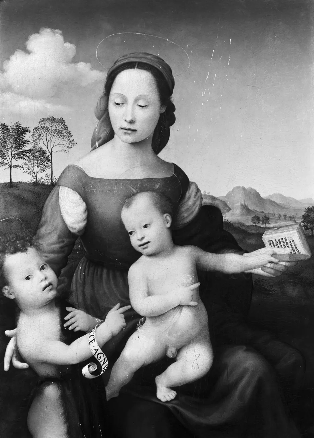 Mary with the child and the juvenile Johannes, by Giuliano Bugiardini, paint, 1514