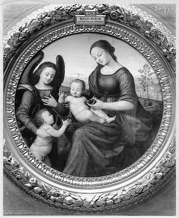 The Virgin and Blessing Child, Young St. John and Angel, by Giuliano Bugiardini
