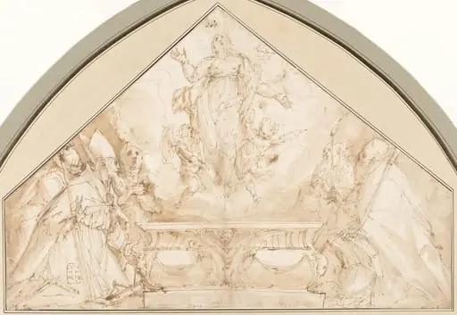 The Assumption of the Virgin with Two Bishops and Other Figures, by Giulio Benso