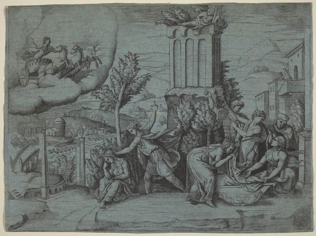 An Omen of Augustus's Future Greatness, by Giulio Bonasone, ink, 1554