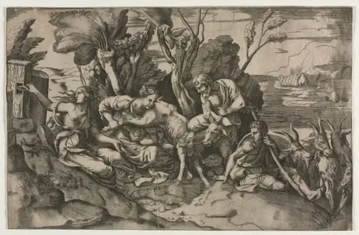 Jupiter Suckled by the Goat Amalthea, by Giulio Bonasone