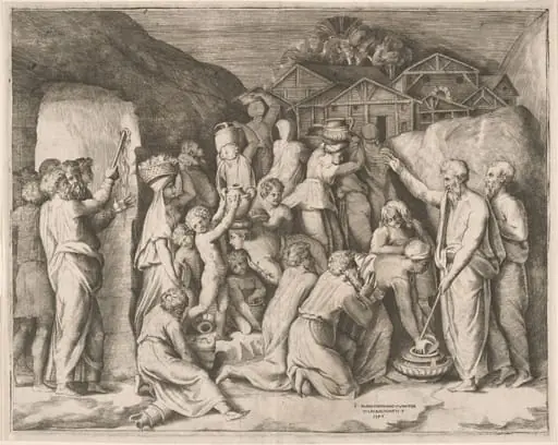 Moses Striking Water from the Rock, by Giulio Bonasone