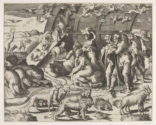 Noah and His Family Leaving the Ark, by Giulio Bonasone