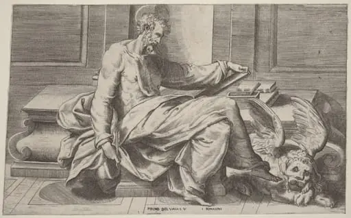 Saint Mark Writing His Gospels, by Giulio Bonasone