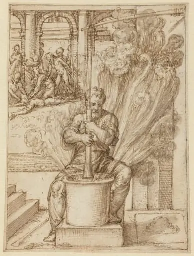 Study for Man Making an Explosion, by Giulio Bonasone
