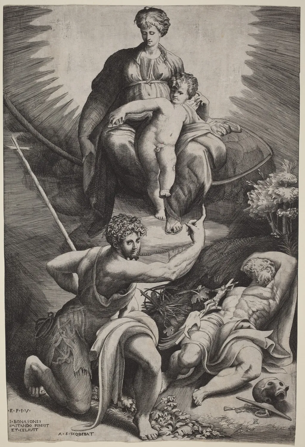 The Vision of St. Jerome, by Giulio Bonasone, ink, 1539