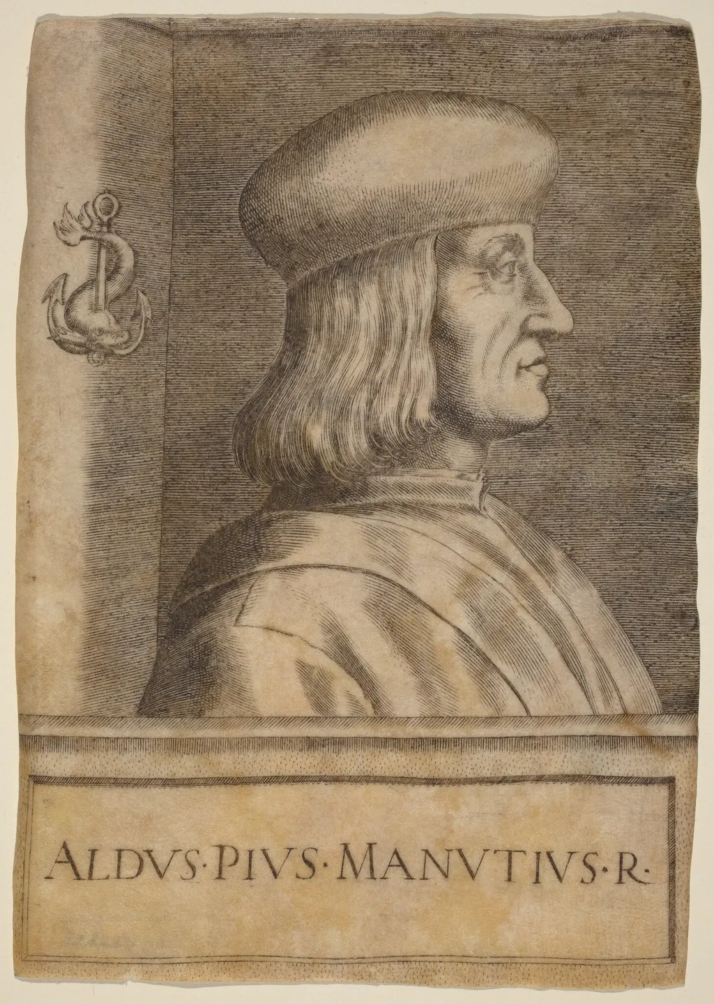 Aldus Pius Manutius, by Giulio Campagnola, ink, 1498