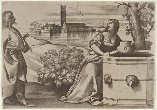 Christ and the Samaritan Woman, by Giulio Campagnola
