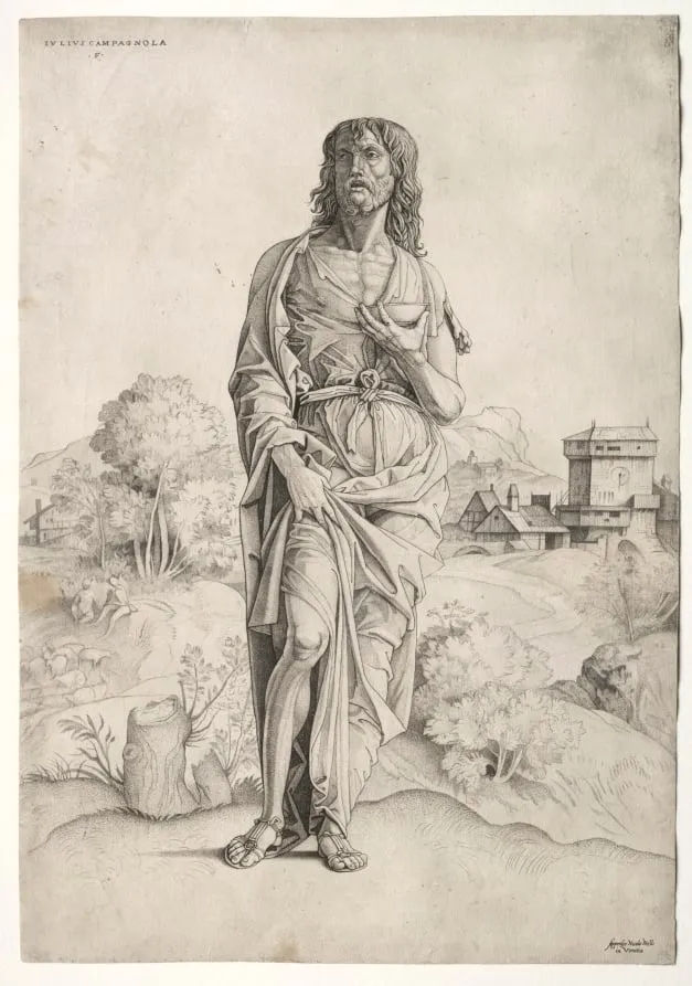 Saint John the Baptist, by Giulio Campagnola, 1505