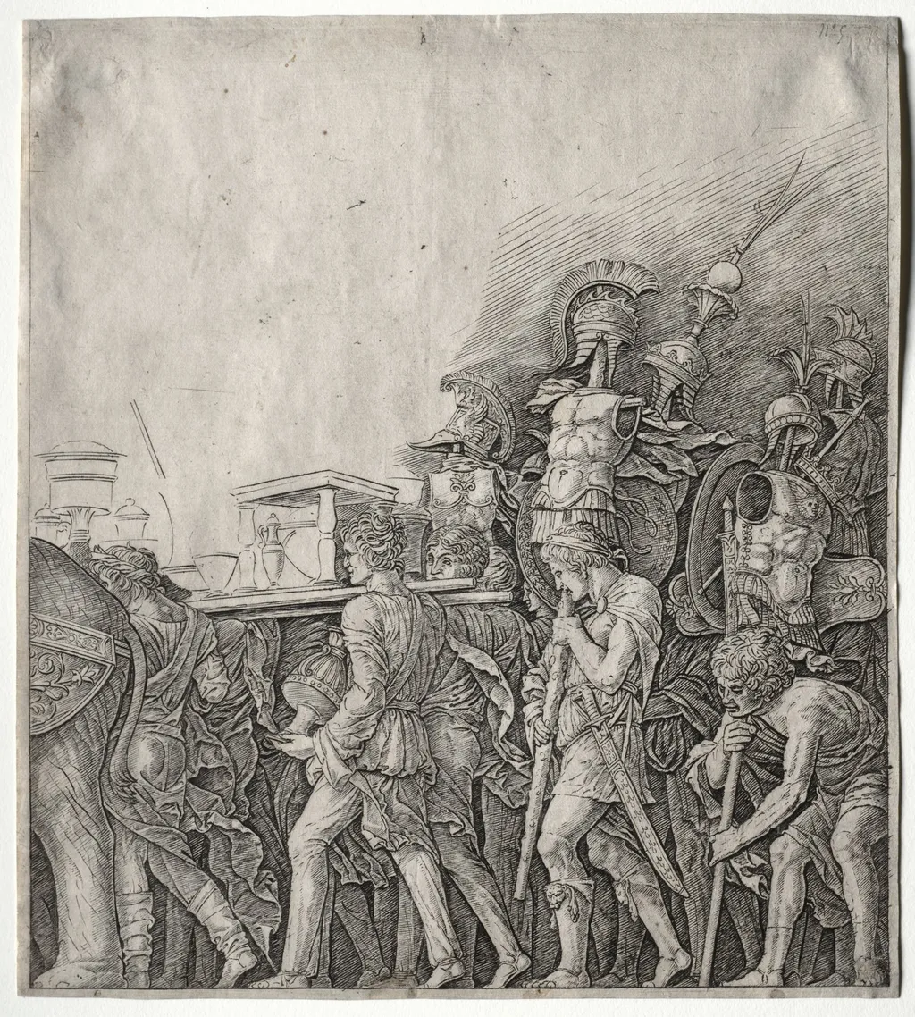 The Triumphs of Caesar: The Corselet Bearers, by Giulio Campagnola, 1498