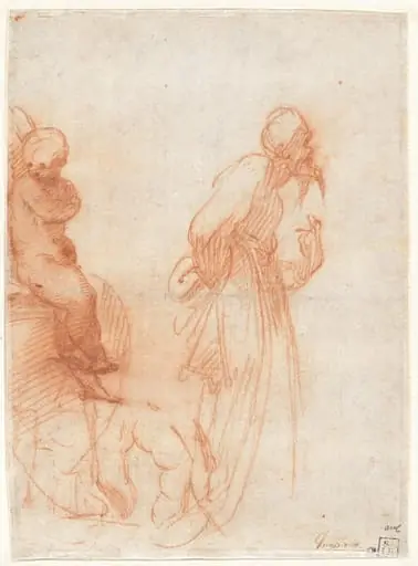 a) Studies of Figures and a Hand (recto); b) Studies of a Bull (verso), by Giulio Campi