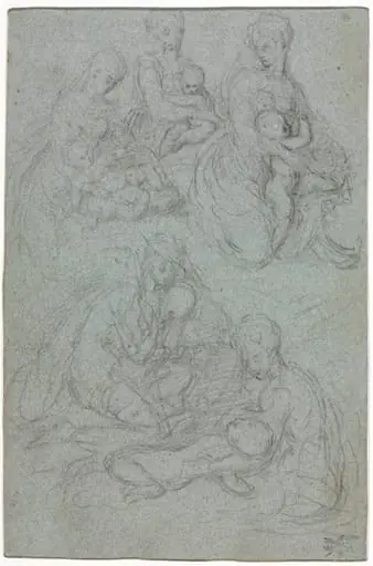 Sketches of Virgin and Child, by Giulio Campi