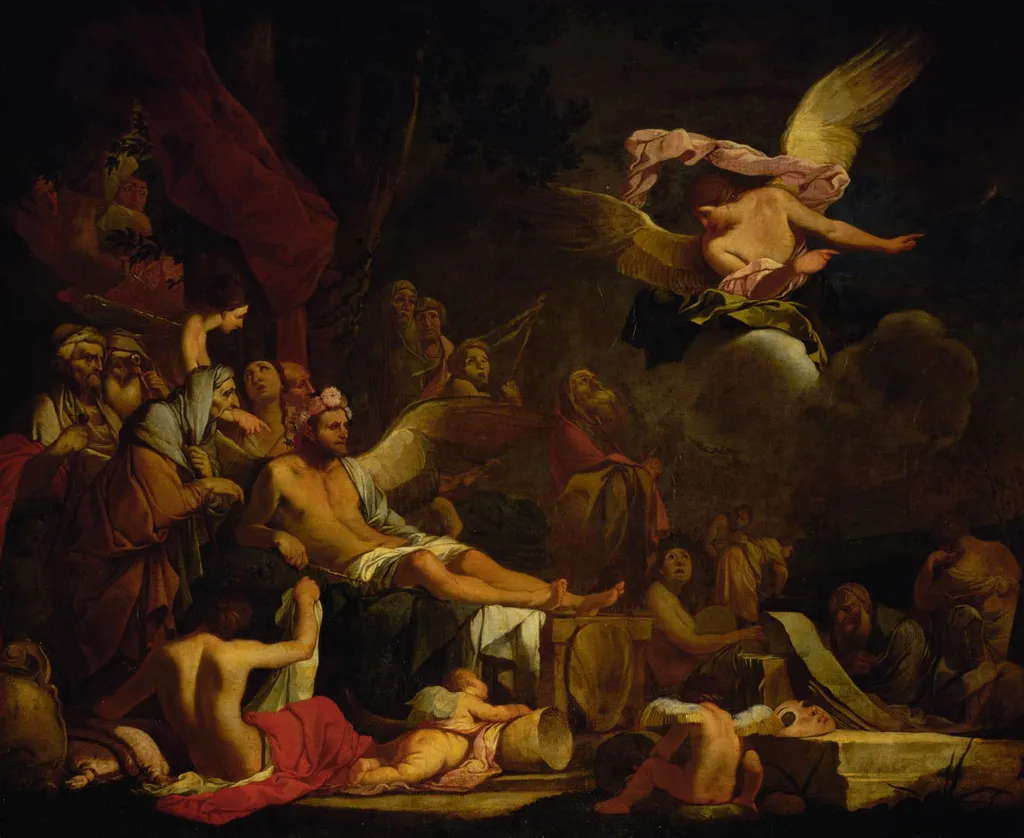 Iris als Botschafterin im Reich des Hypnos, by Giulio Carpioni, unspecified, 1657
