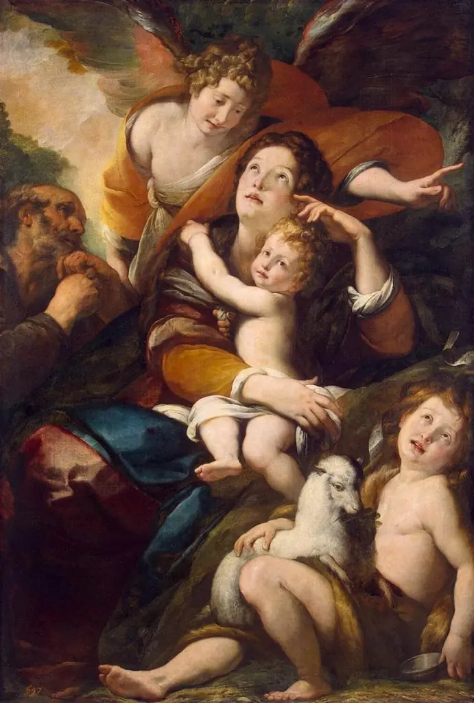Holy Family with St John the Baptist and Angel, by Giulio Cesare Procaccini
