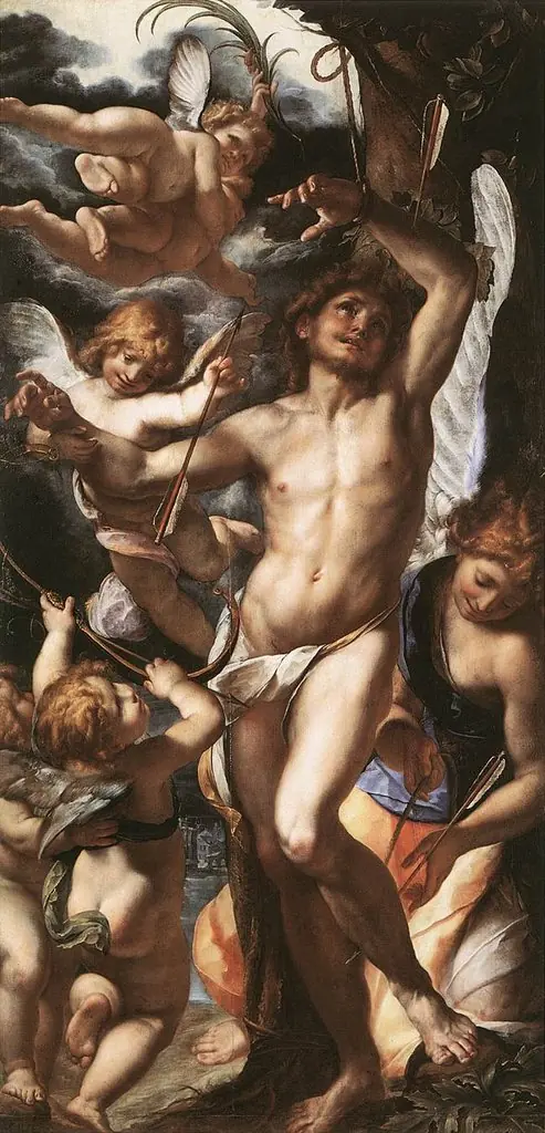 Saint Sebastian aided by the angels, by Giulio Cesare Procaccini
