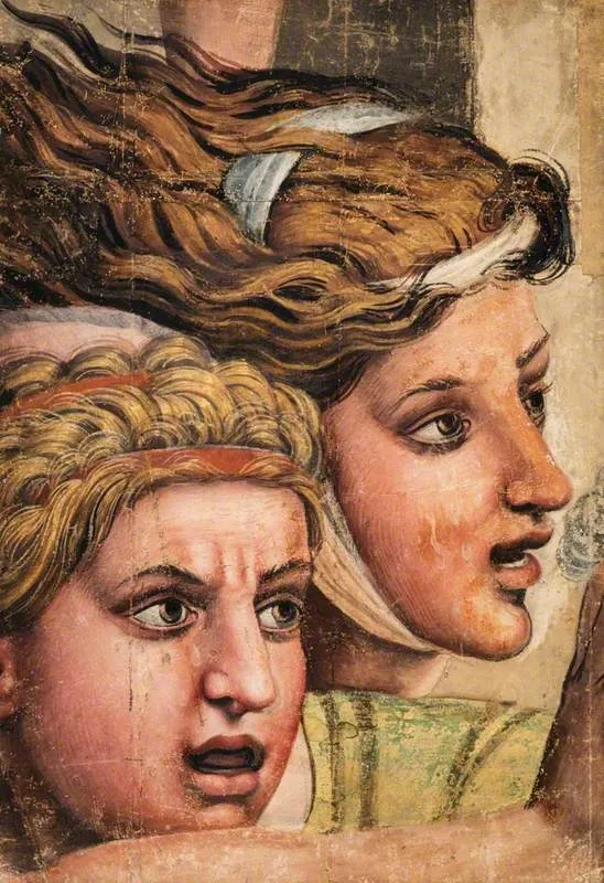 Tapestry Cartoon: Two Heads from the Massacre of the Innocents, by Giulio Romano, unspecified, 1522