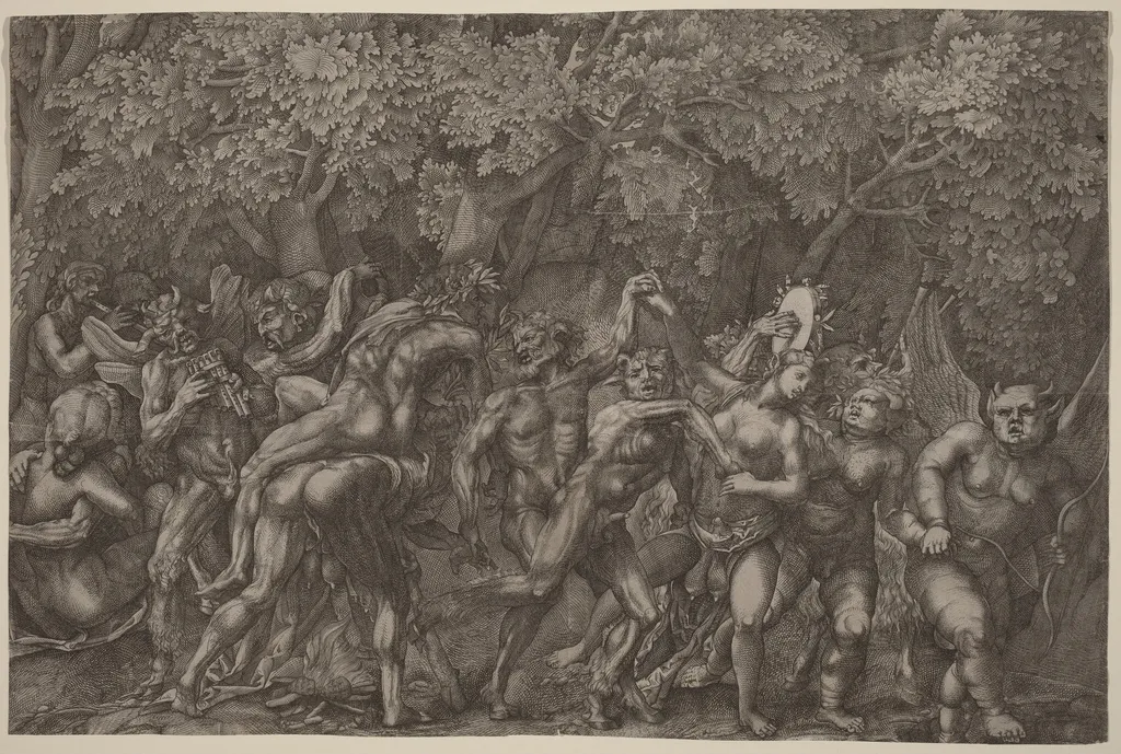 Bacchanale, by Giulio Sanuto, ink, 1560