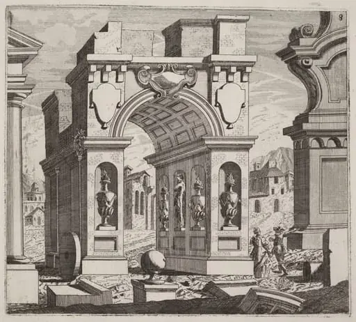 Architectural Fantasy with a Triumphal Arch, by Giuseppe Antonio Landi