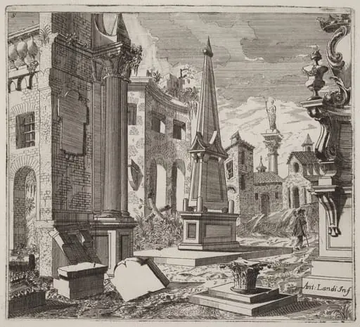 Fantastic Townscape with Ruins, by Giuseppe Antonio Landi