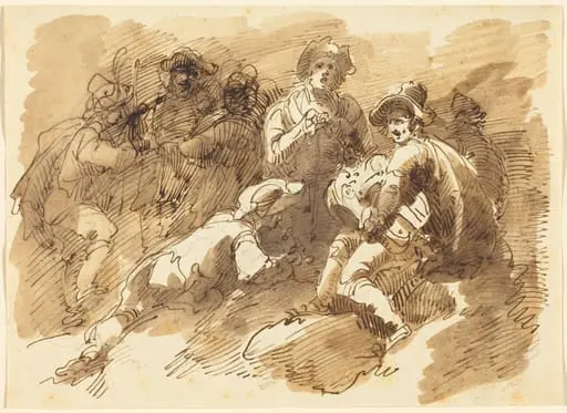 A Convivial Gathering with a Man Playing a Hurdy-Gurdy, by Giuseppe Bernardino Bison