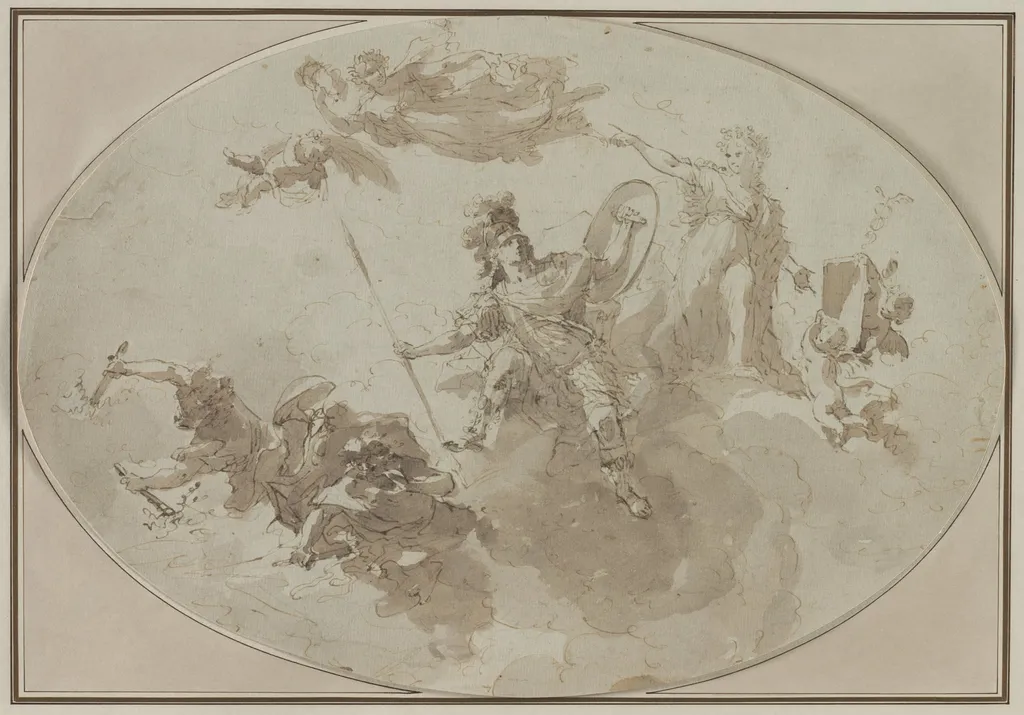Ceiling Study: Allegory of Peace and War, by Giuseppe Bernardino Bison, 1800