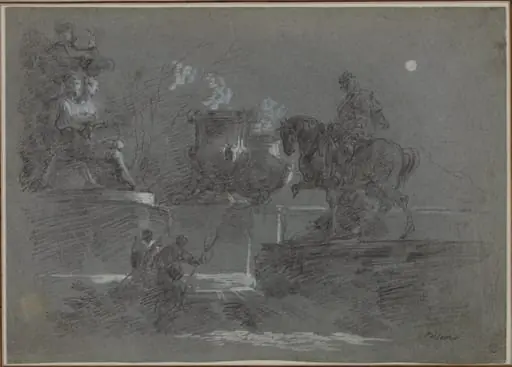 Monumental Sculpture in a Moonlit Park, by Giuseppe Bernardino Bison