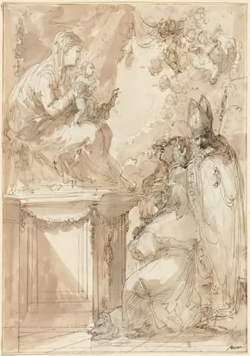The Virgin and Child Enthroned, Adored by Saints, by Giuseppe Bernardino Bison