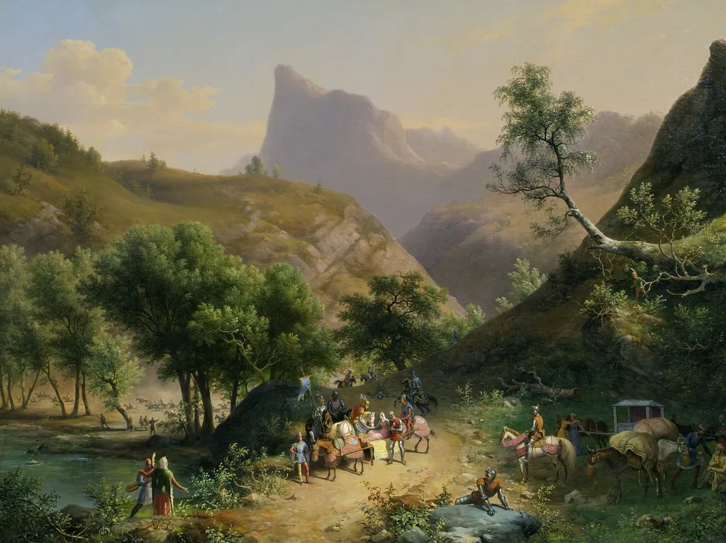 Entführung der Tochter des Herzogs von Genf (?) durch Thomas von Savoyen, by Giuseppe Bisi, oil, 1838