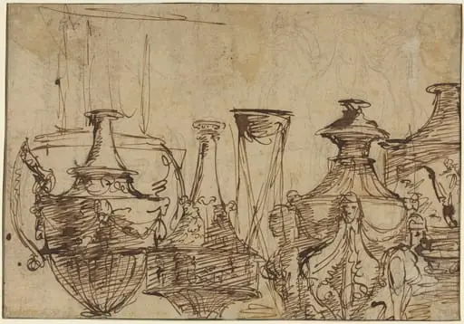 Designs for Vases [verso], by Giuseppe Cades
