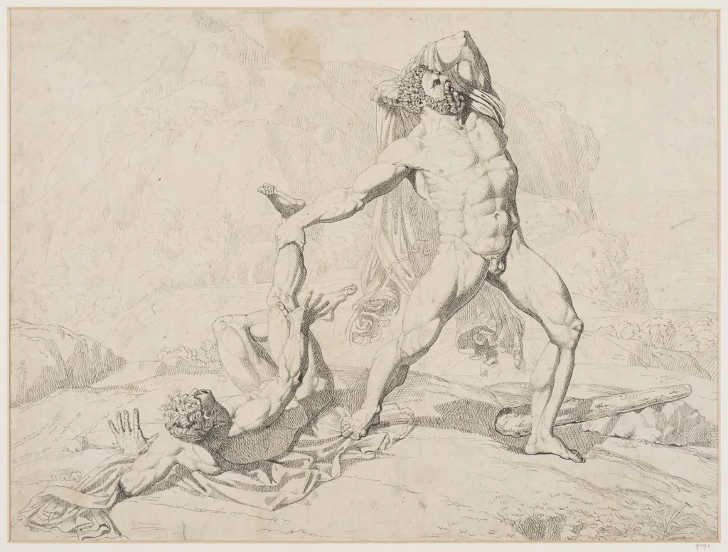 Hercules, in his death throes, hurling Lichas into the sea, by Giuseppe Cammarano, 1790
