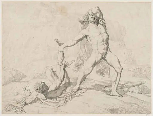 Hercules, in his death throes, hurling Lichas into the sea, by Giuseppe Cammarano