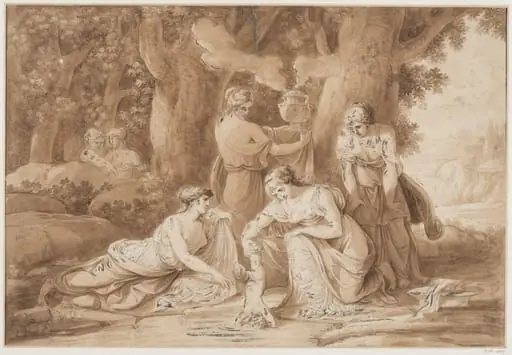 Thetis dipping Achilles, by Giuseppe Cammarano