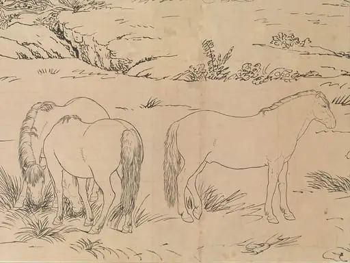 清 郎世寧 百駿圖白描稿 卷|One Hundred Horses, by Giuseppe Castiglione