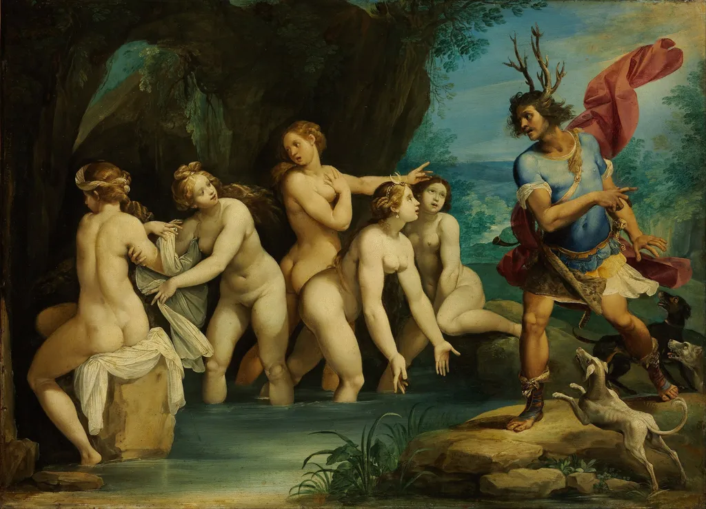 Diana and Actaeon, by Giuseppe Cesari, oil, 1602