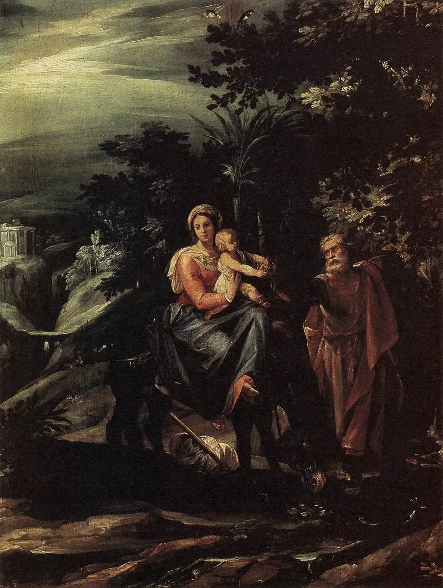The Flight into Egypt, by Giuseppe Cesari, oil, 1598
