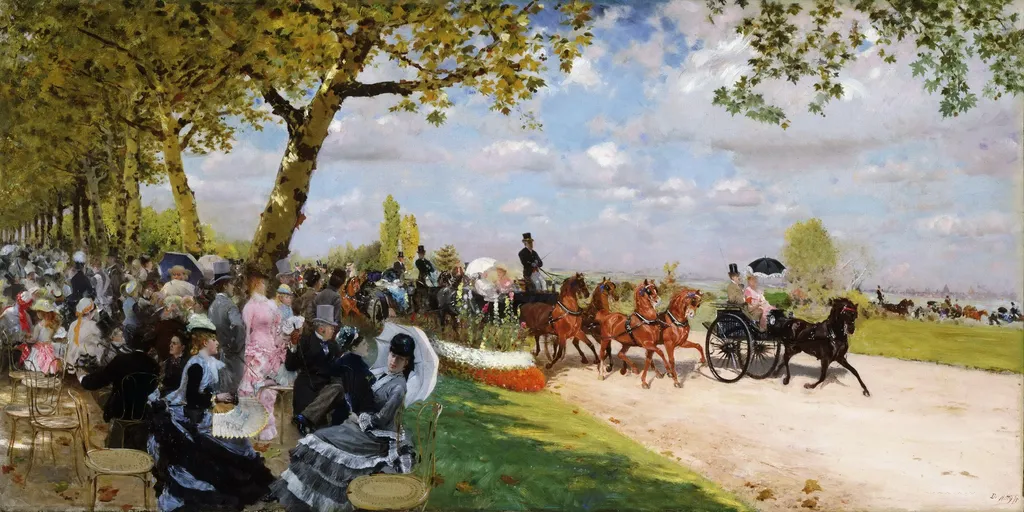 Return from the races, by Giuseppe De Nittis, oil, 1875