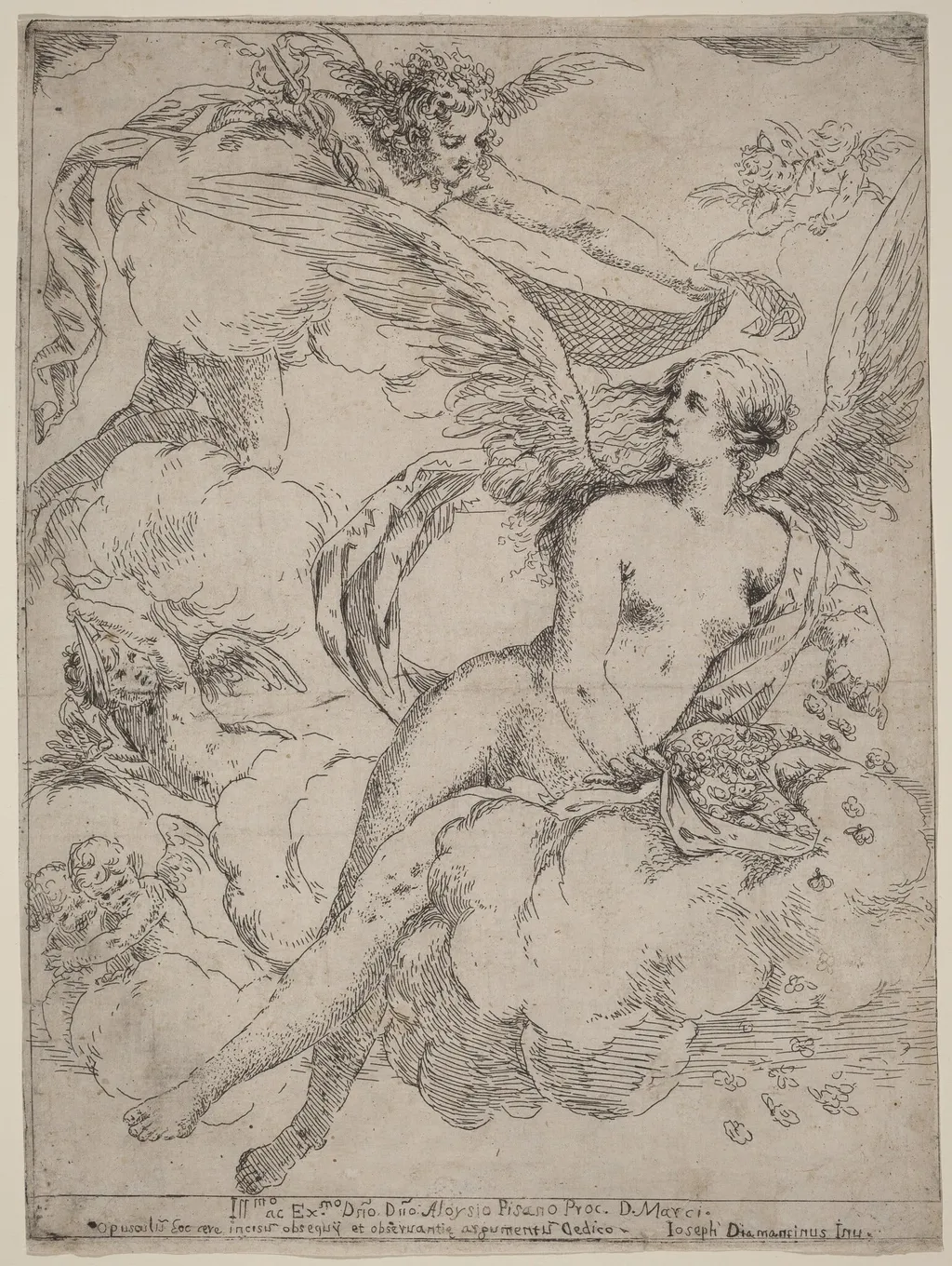 Flora and Mercury, by Giuseppe Diamantini, ink, 1695