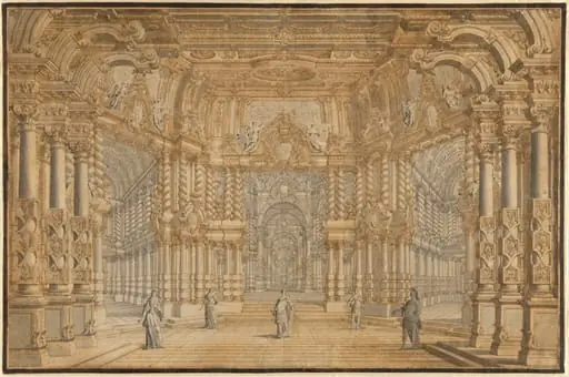 A Stage Design for an Opera with Actors, by Giuseppe Galli Bibiena