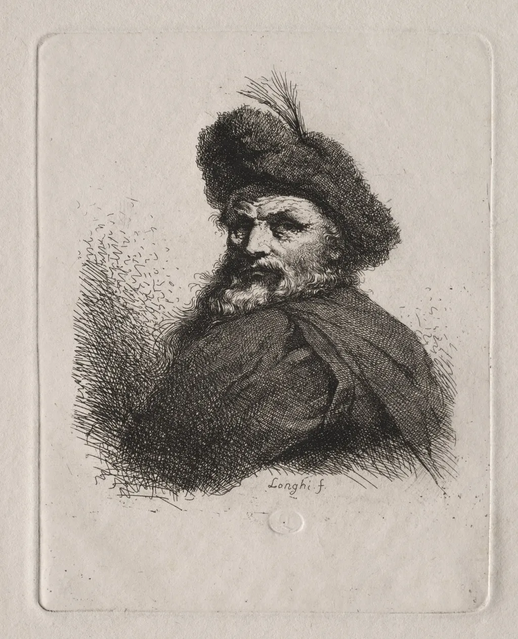 Bust of a Man with a Fur Cap, by Giuseppe Longhi, 1804
