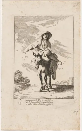 Bertoldo Riding a Donkey, by Giuseppe Maria Crespi
