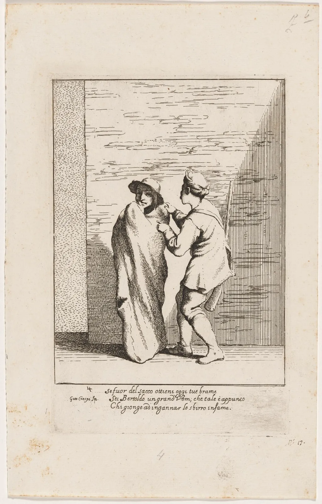 Bertoldo Stuffed in a Sack, by Giuseppe Maria Crespi, ink, 1712