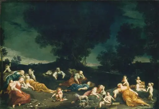 Cupids Disarming Sleeping Nymphs, by Giuseppe Maria Crespi