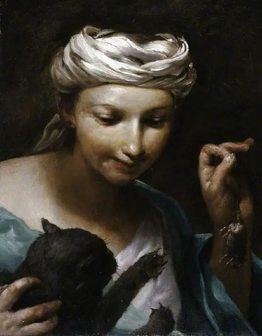 Girl with a cat, by Giuseppe Maria Crespi