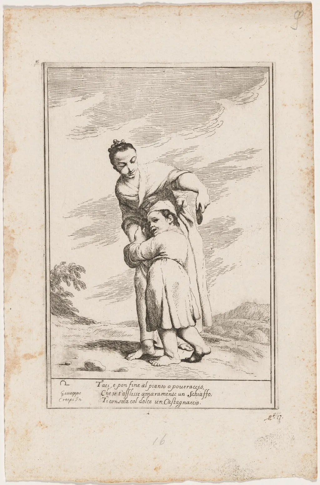 Menghina Quiets Cacasenno with a Chestnut Cake, by Giuseppe Maria Crespi, ink, 1712