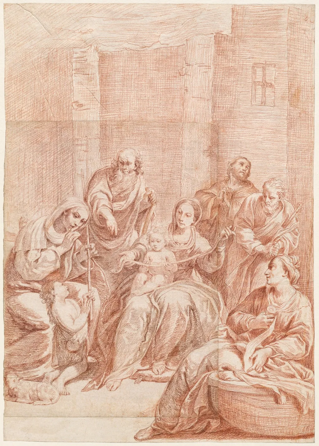 The Holy Family, by Giuseppe Maria Crespi, chalk, 1690