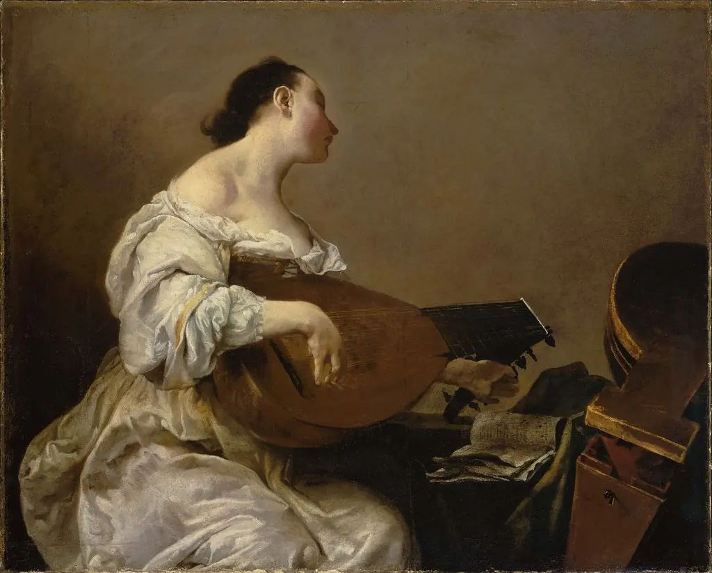 Woman Playing a Lute, by Giuseppe Maria Crespi