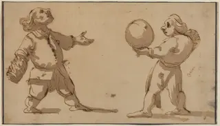 A Caricature with Ball Players