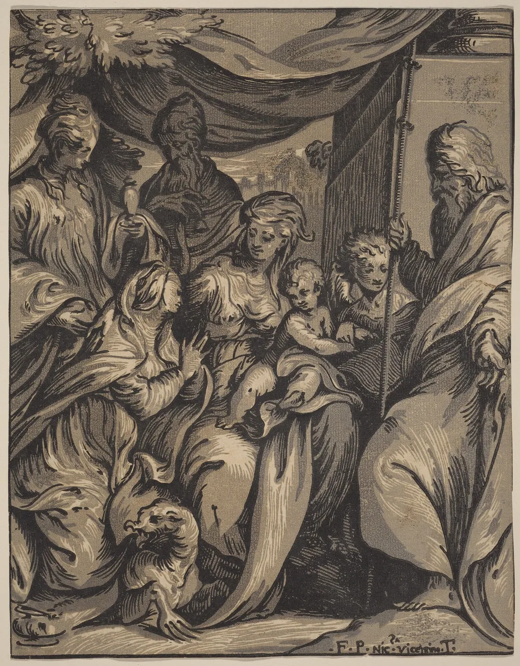 The Virgin and Child with Saints, by Giuseppe Nicolo Vicentino, ink, 1515